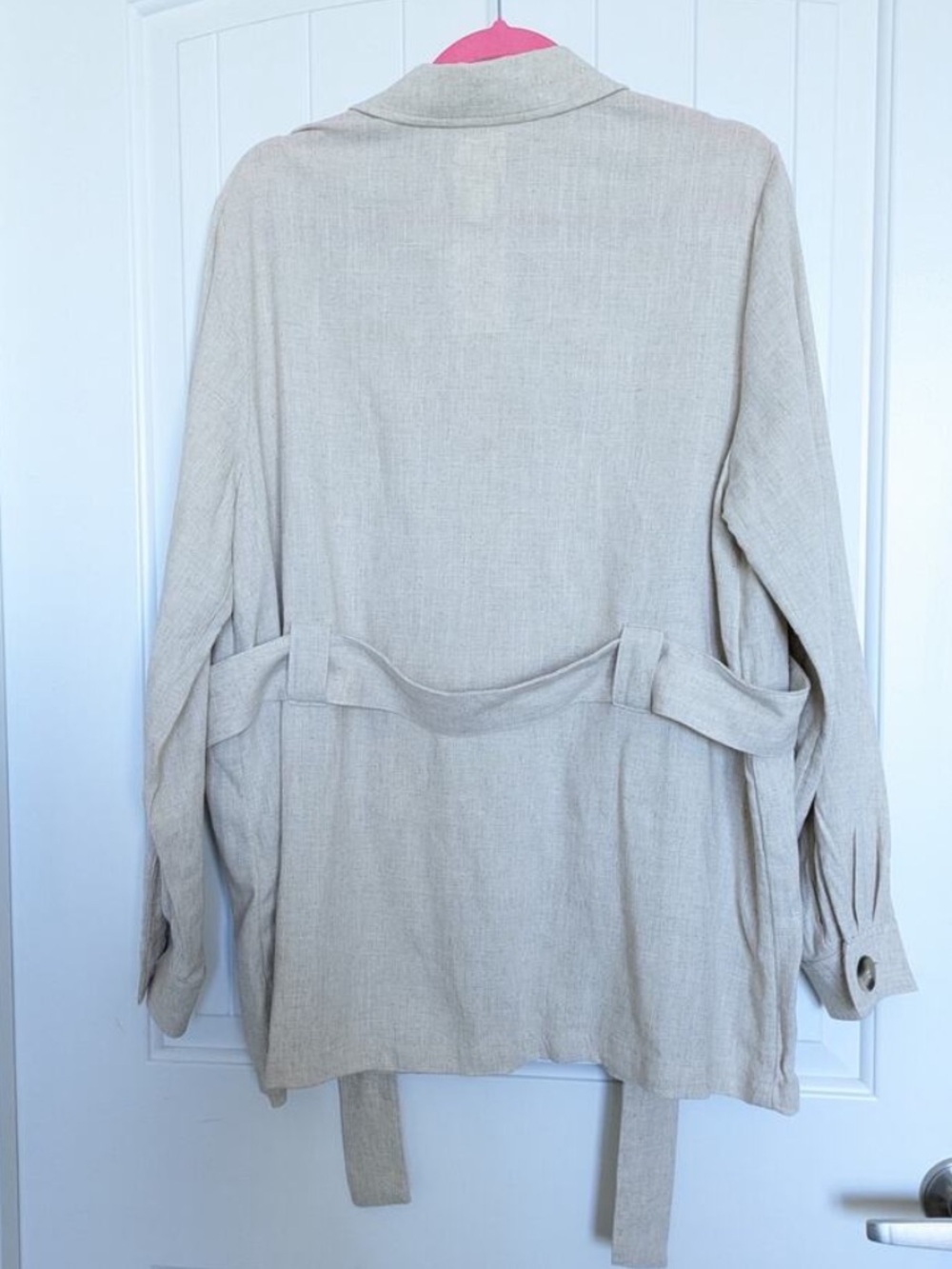 H&M • Stylish Linen Look Belted Utility Jacket - Beige - Picture 4 of 11